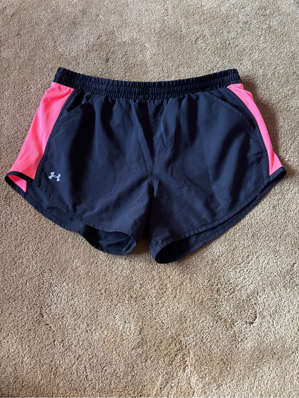 Under Armour Black Shorts with Pink Side Panels - Women’s Athletic